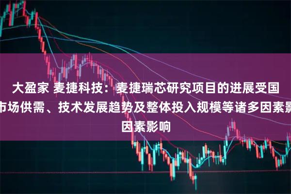 大盈家 麦捷科技：麦捷瑞芯研究项目的进展受国内市场供需、技术发展趋势及整体投入规模等诸多因素影响