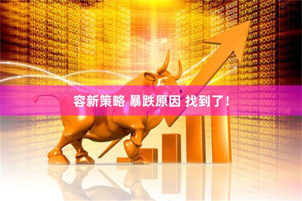 容新策略 暴跌原因 找到了！
